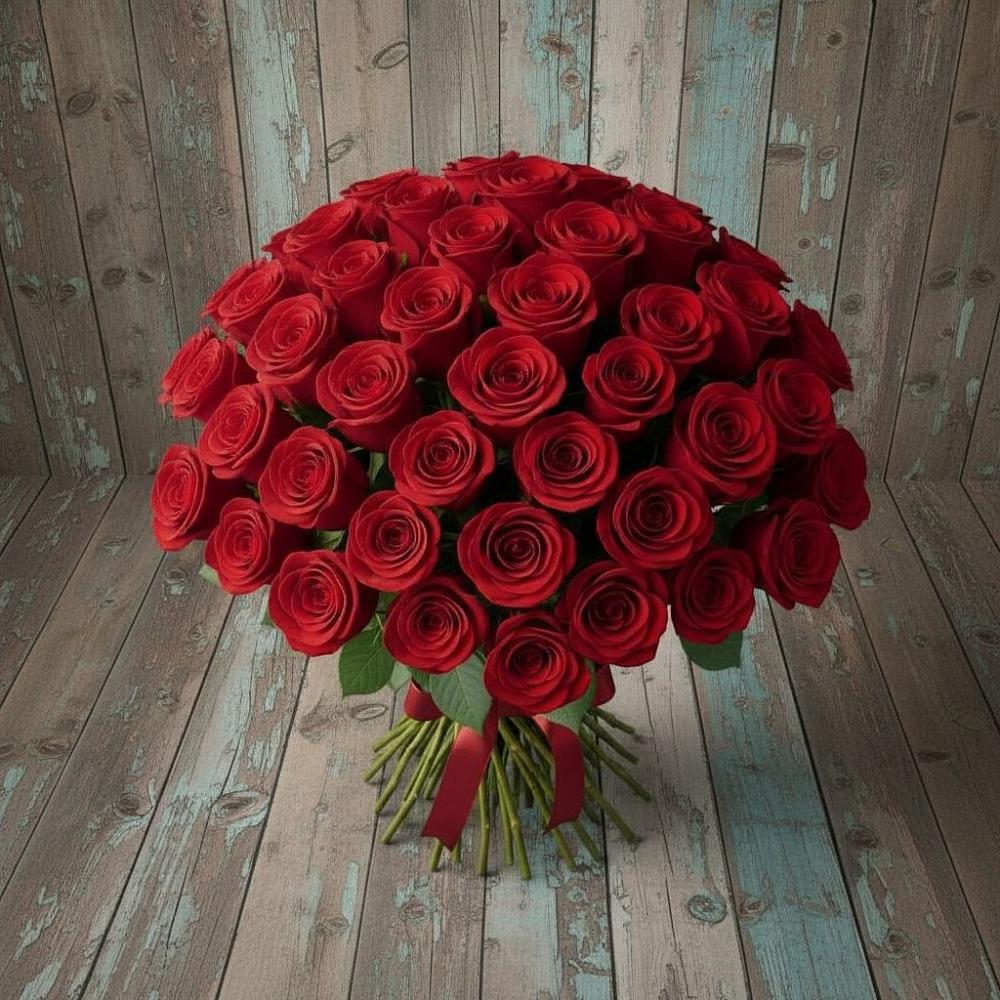 Букет 55 Красных роз Фридом в Олонце