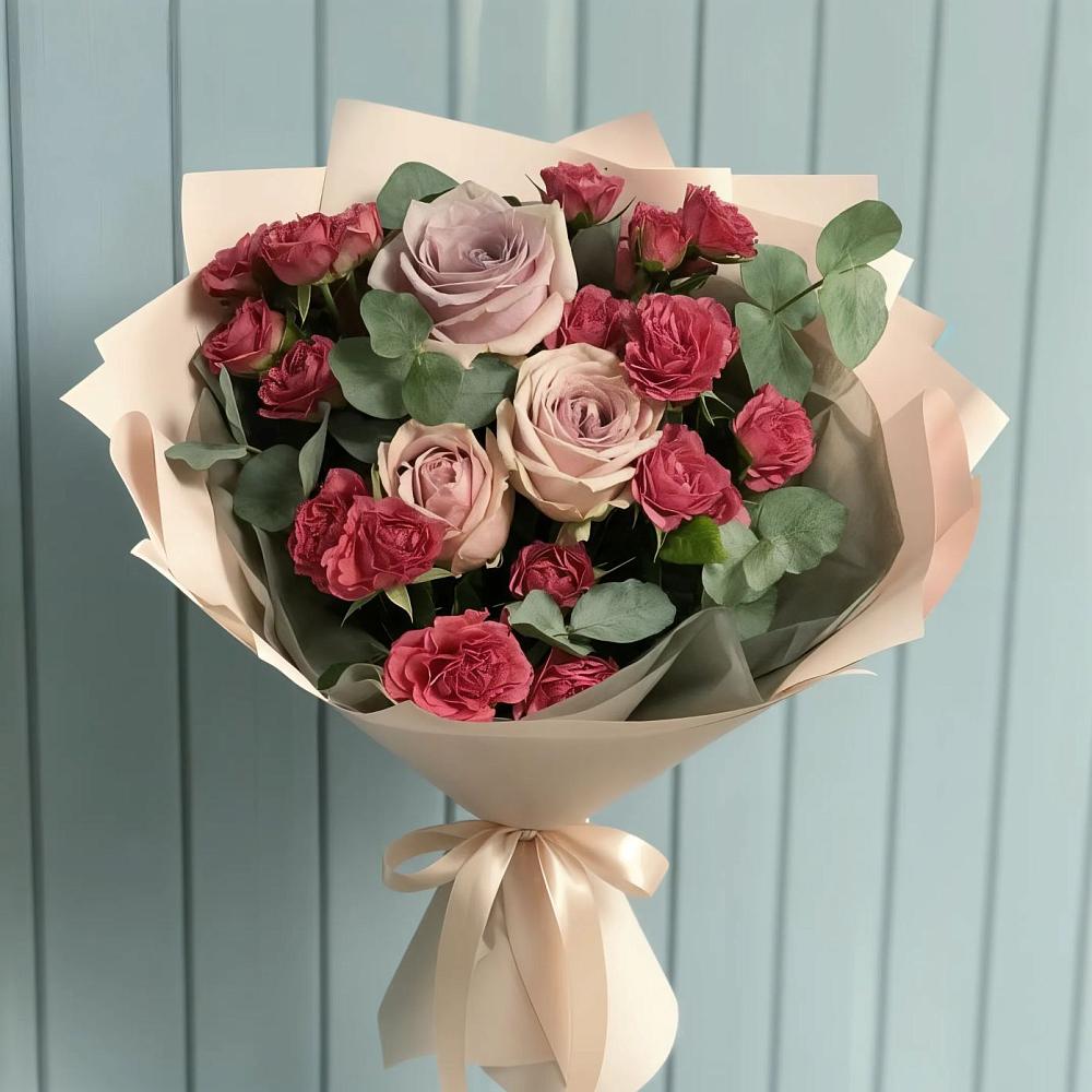 Букет цветов из: Гвоздики и Розы в Олонце