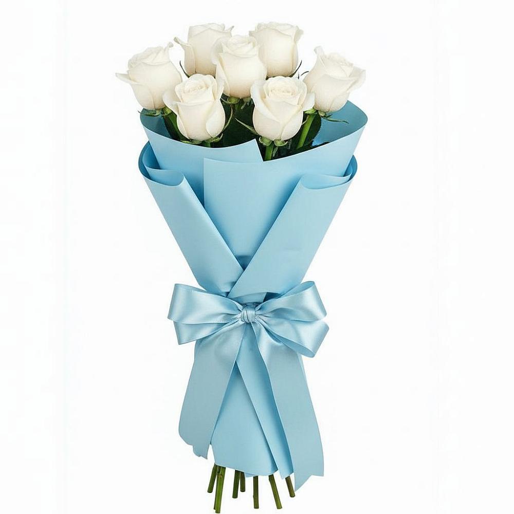 Букет 7 белых роз Проуд в Олонце