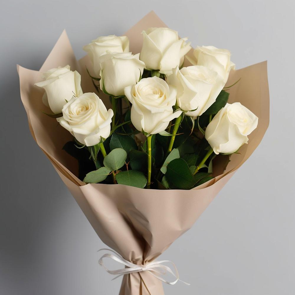 Букет 9 Белых роз Эдлесс Лав в Олонце