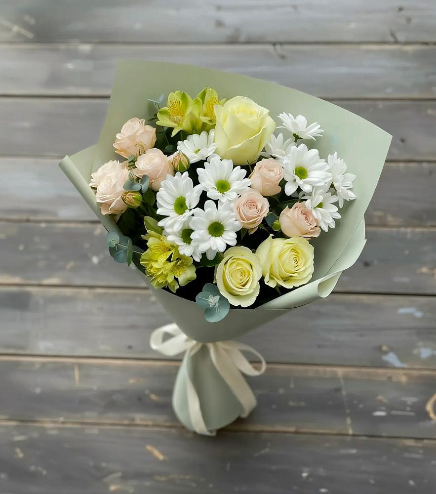 Букет цветов из: Альстромерии, Розы и Хризантемы в Олонце