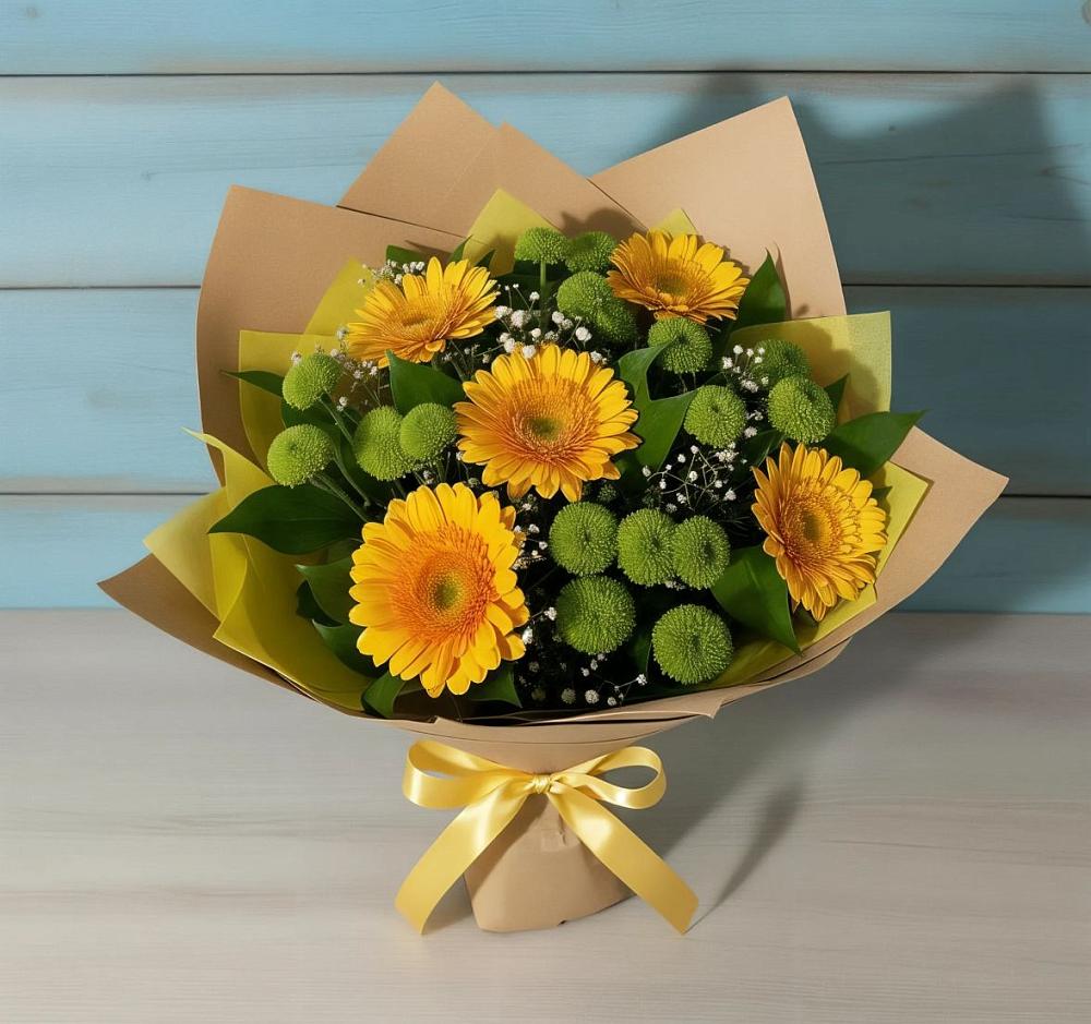 Букет цветов из: Герберы и Хризантемы в Олонце