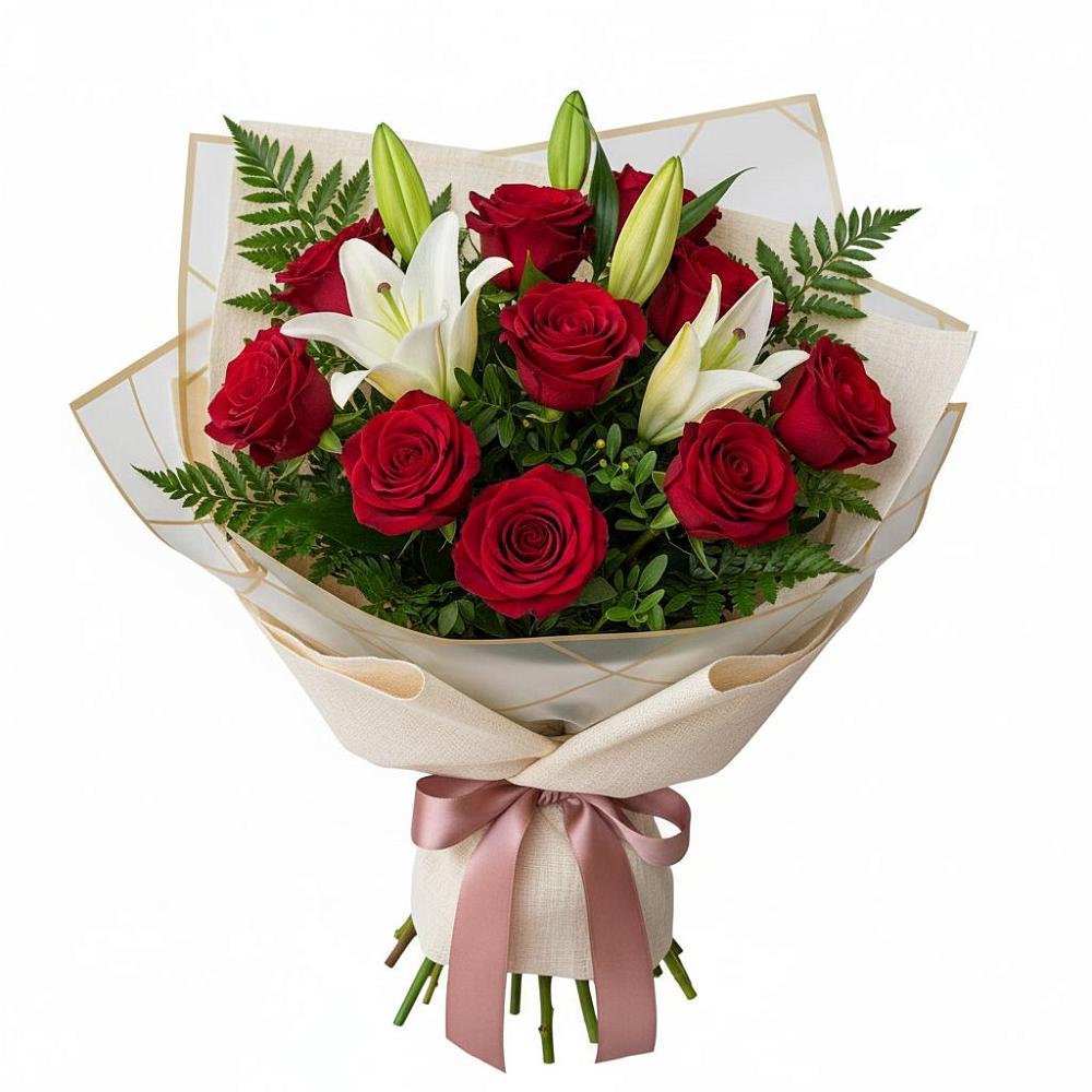 Букет цветов из: Лилии и Розы в Олонце