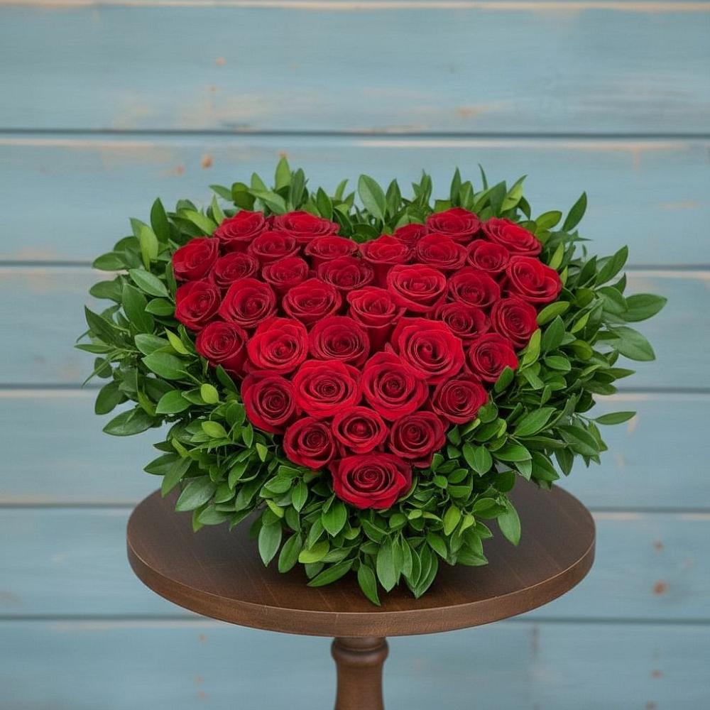 Цветочная композиция из Розы в виде сердца в Олонце