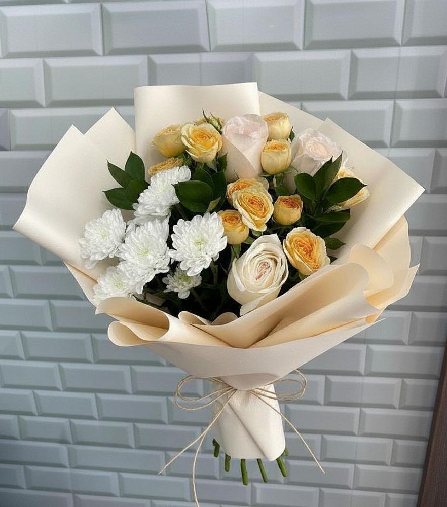 Букет цветов из: Розы и Хризантемы в Олонце