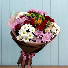 Букет цветов из:  Розы, Хризантемы и Альстромерии в Олонце