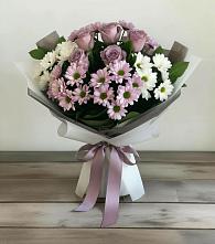 Букет цветов из:  Хризантемы и Розы в Олонце